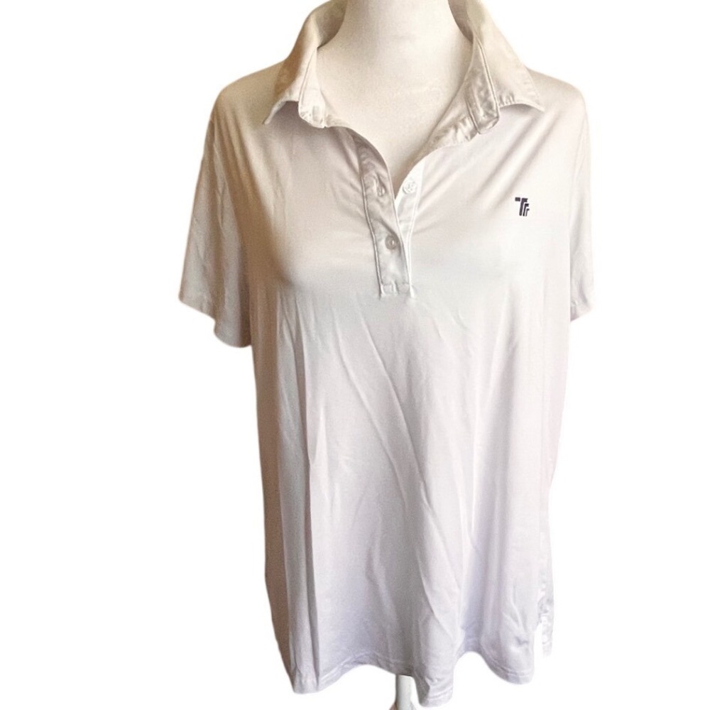 Tasc Performance Women White Short Sleeve Golf Polo Shirt Large Stretch Active
